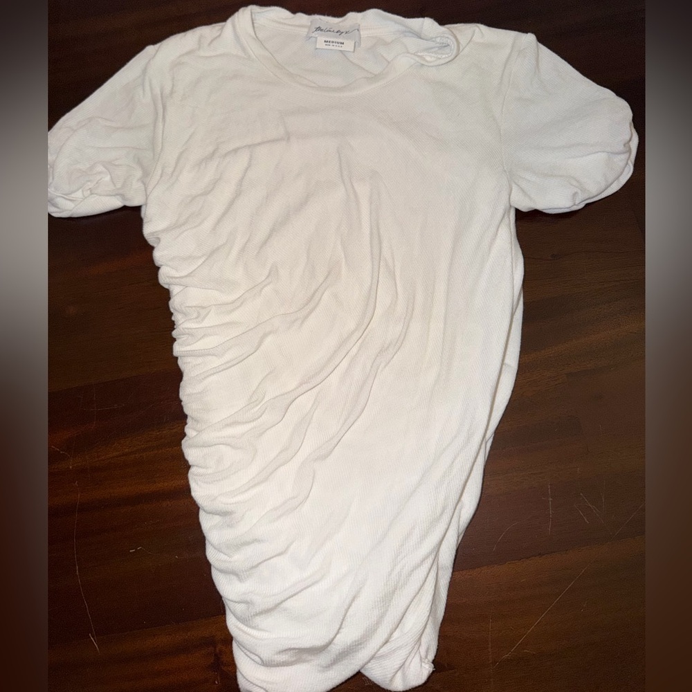 THE LINE BY K TERA White Draped Short Sleeve T-Shirt - Picture 5 of 7